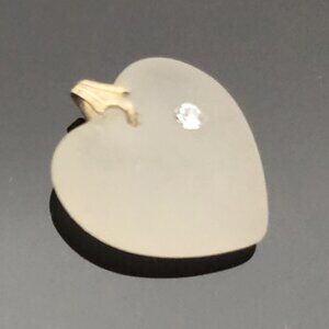 Vintage Frosted Crystal Heart Pendant Charm Gold Filled 5/8" x 5/8"